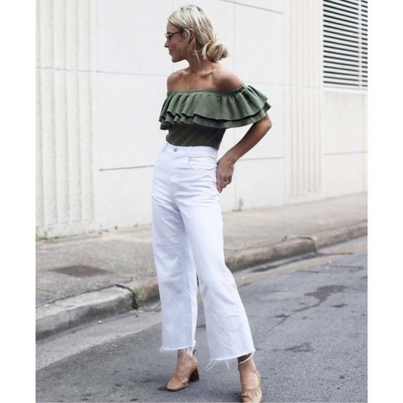 J. Crew Tops - J Crew Off the Shoulder Ruffled Summer Sweater